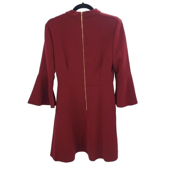 Rachel Zoe Califa Dress Womens Size 6 Burgundy Red Flared Sleeve Knit High Neck - Picture 3 of 15